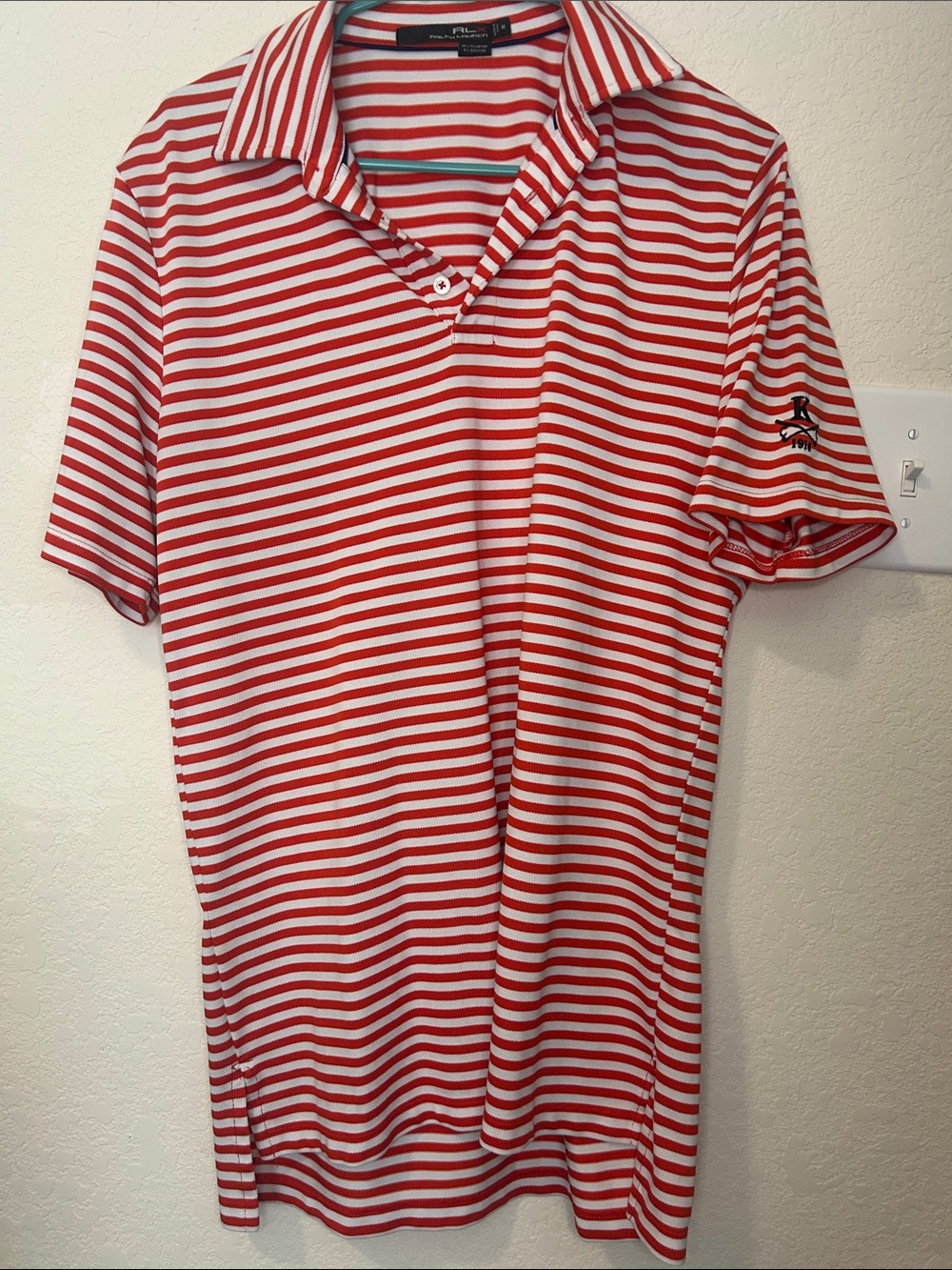 RLX Ralph Lauren Orange and White Striped Polo
